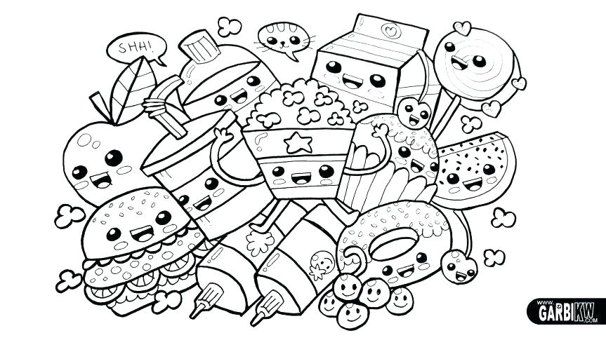 863x485 Printable Color Page Coloring Drawing Cute Food Easy And Graffiti