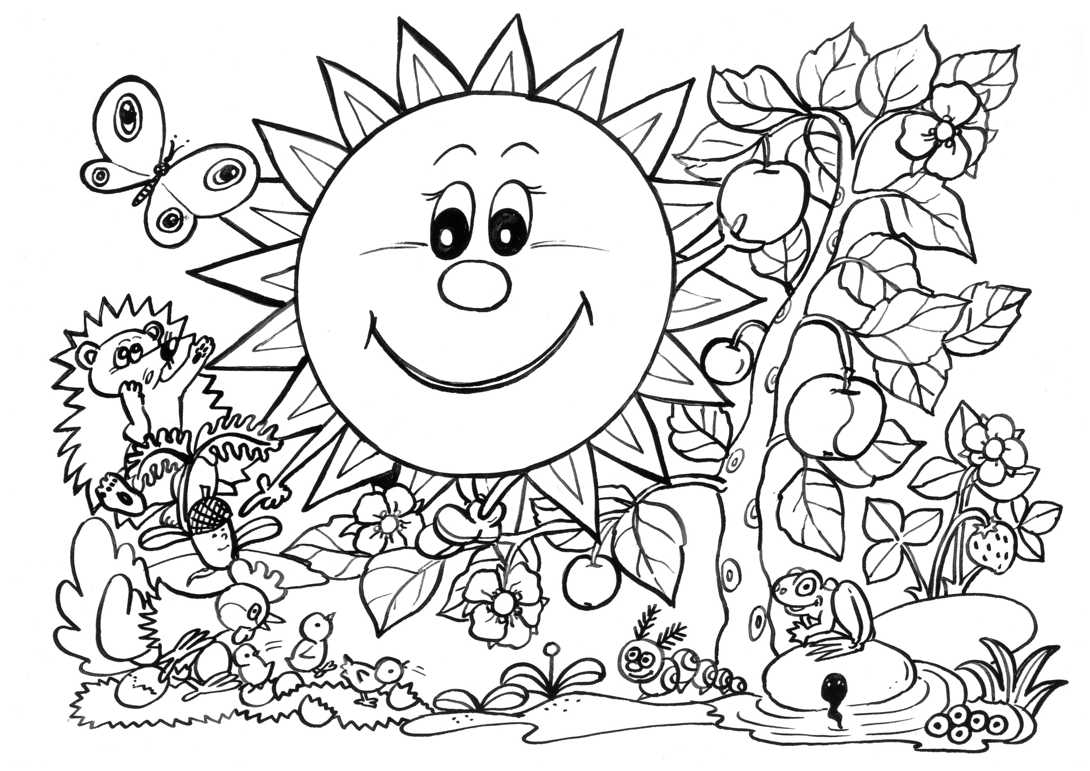 3508x2484 Coloring Pages Large Print New Spring Coloring Pages Sunny Garden