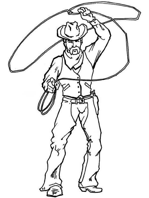 600x800 Cowboy, Cowboy Spinning Lasso Wide Coloring Page Cowboy Spinning