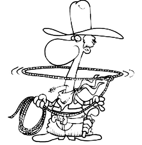 600x614 Cowboy Play With Lasso Coloring Page Cowboy Play With Lasso