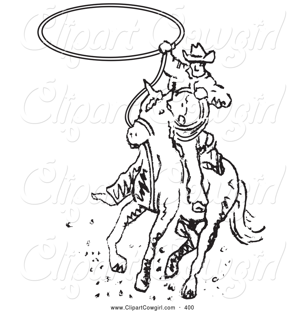 1024x1044 Clipart Of Coloring Page Of Roper Cowboy On Horse Swinging