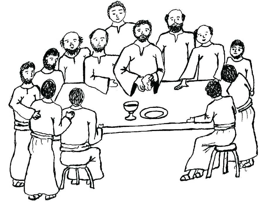 894x696 Last Supper Coloring Page