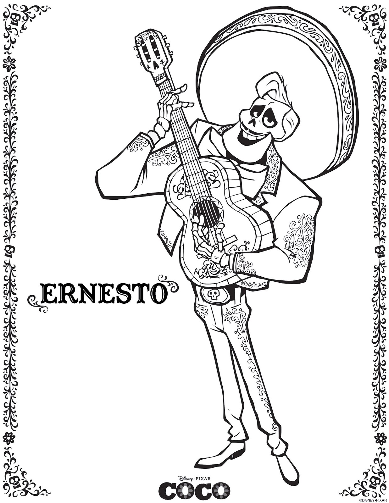 1237x1600 Be Brave, Keep Going Free Printable Coco Movie Coloring Pages