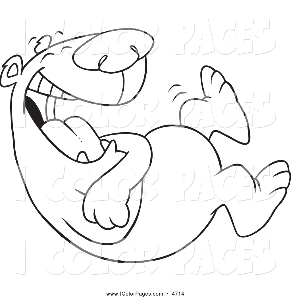 1024x1044 Vector Coloring Page Of A Black And White Bear Laughing By