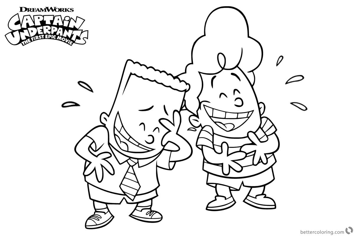 1200x800 Captain Underpants Coloring Pages George And Harold Laughing Free