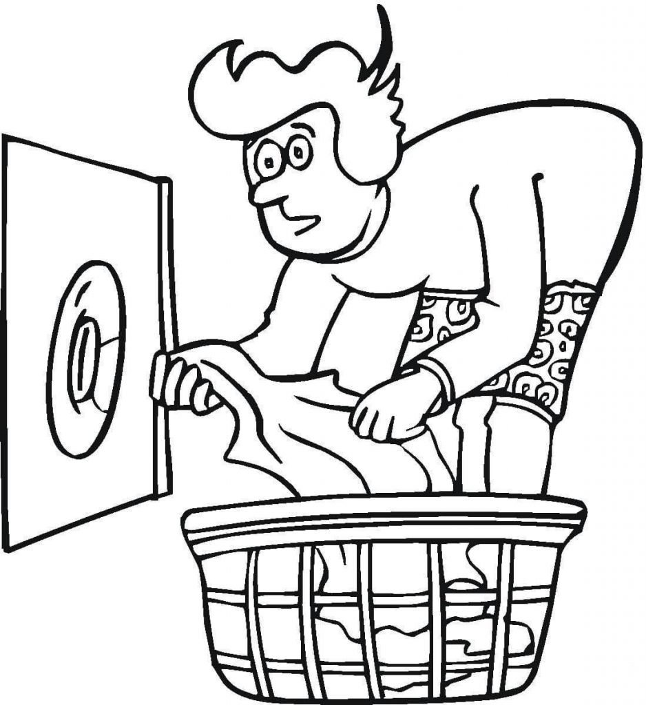 938x1024 Doing The Laundry Household Coloring Page