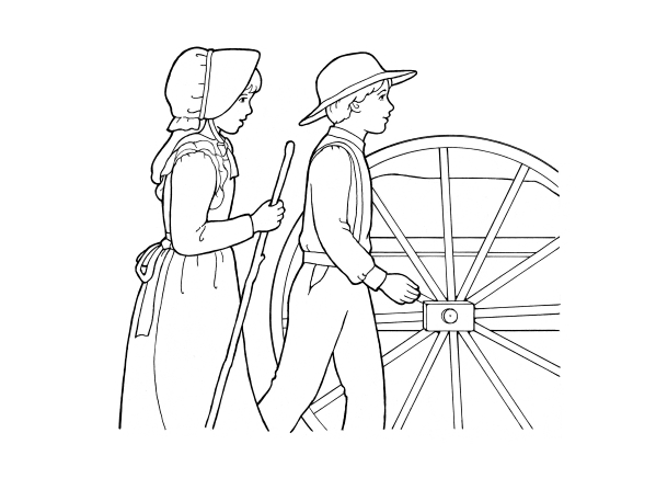 599x447 Pioneer Girl Coloring Page