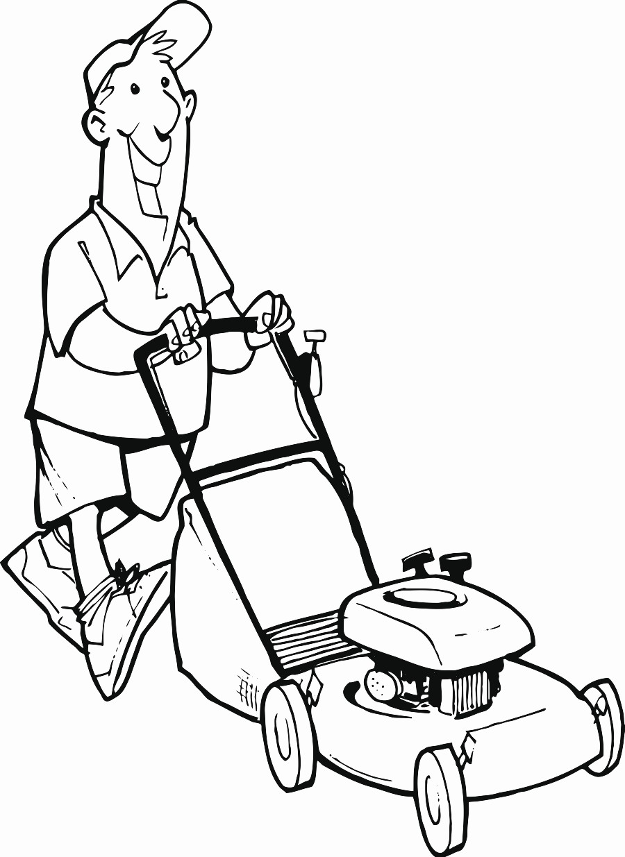 900x1235 Man Lawn Mower Printable Image Illustration Sketch For Man Lawn
