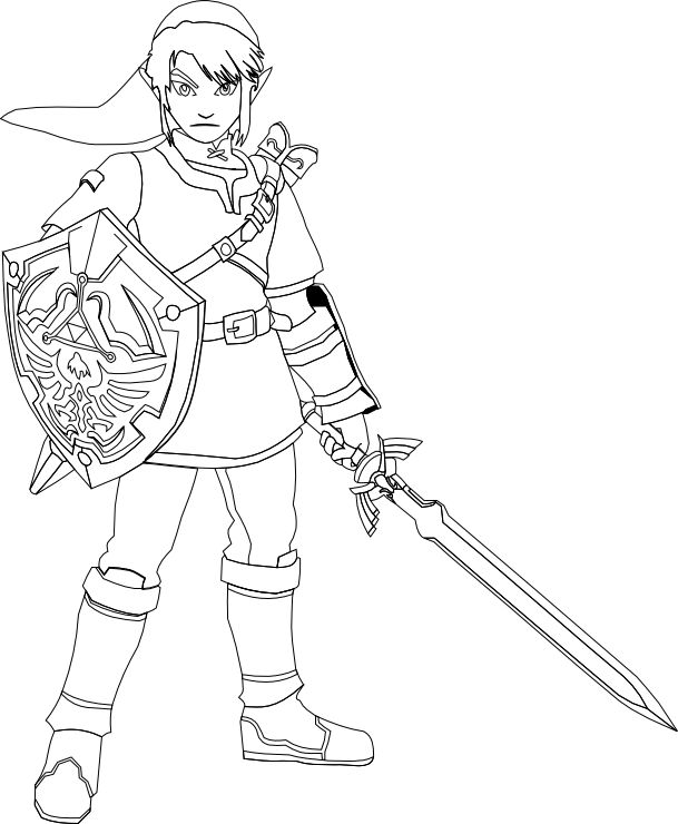 609x740 Link Coloring Pages Lineart Zelda Link Best Picture Link Coloring