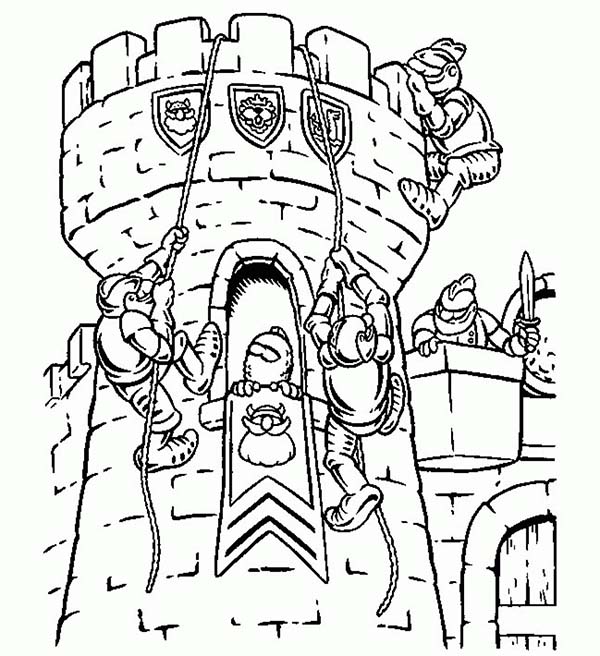 600x656 Lego Knights Climb Watching Tower Coloring Pages Batch Coloring