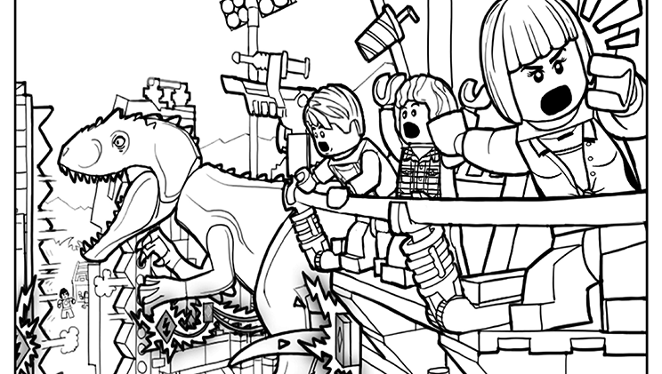 744x421 Dinosaur Raptor Coloring Page