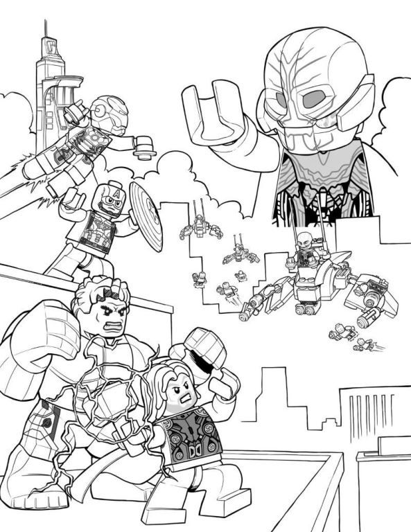 593x768 Coloring Page Lego Marvel Avengers Age Of Ultron Comic Book