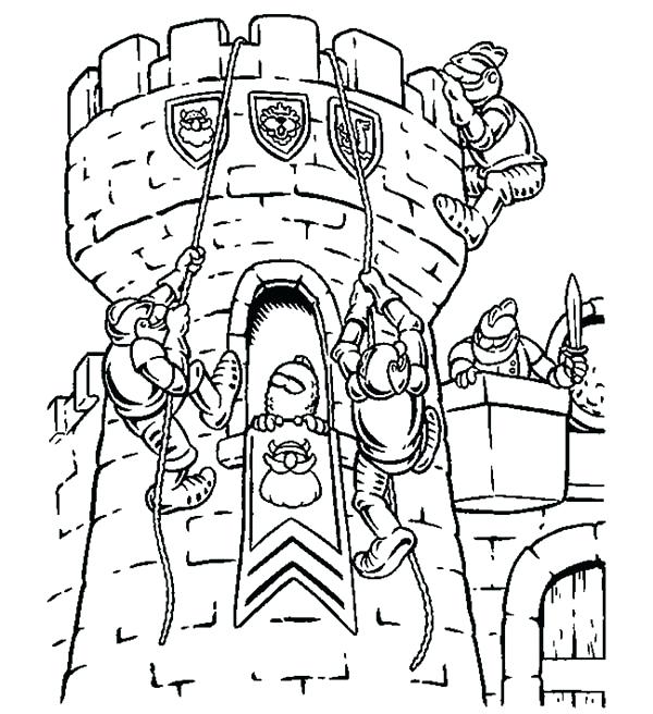 600x656 Lego Knights Coloring Pages Knights Climb Watching Tower Coloring