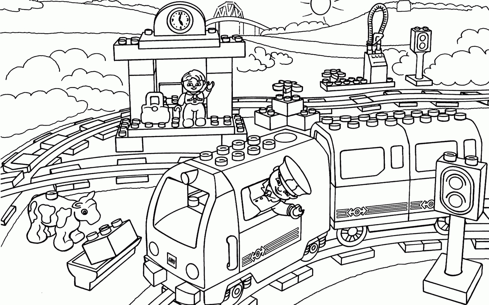 Lego Train Coloring Pages