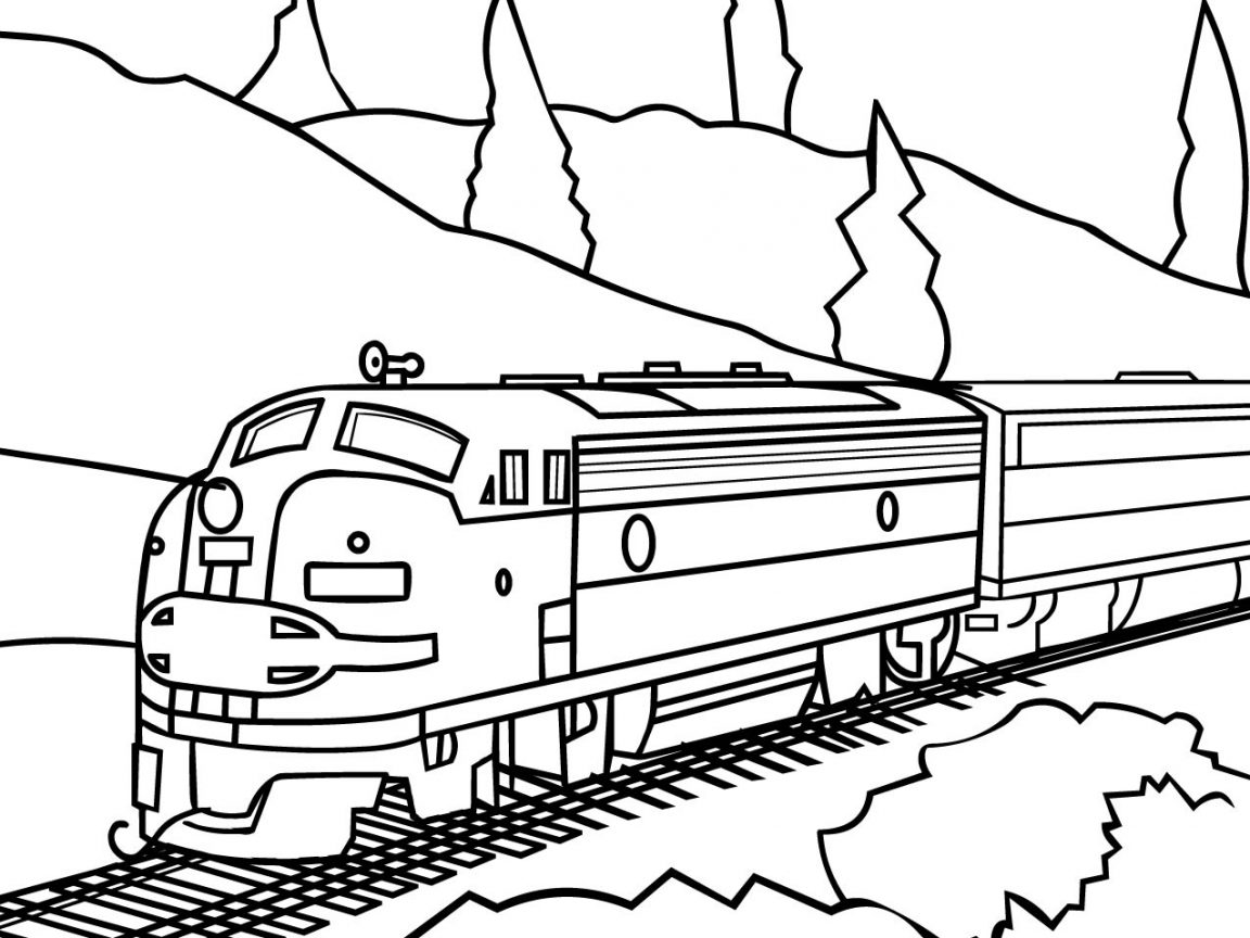 1152x864 Funny Cartoon Train Coloring Page Pages For Kids Lego Trains Steam