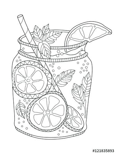 375x500 Lemonade Coloring Page Lemonade Adult Coloring Page In Style Pink
