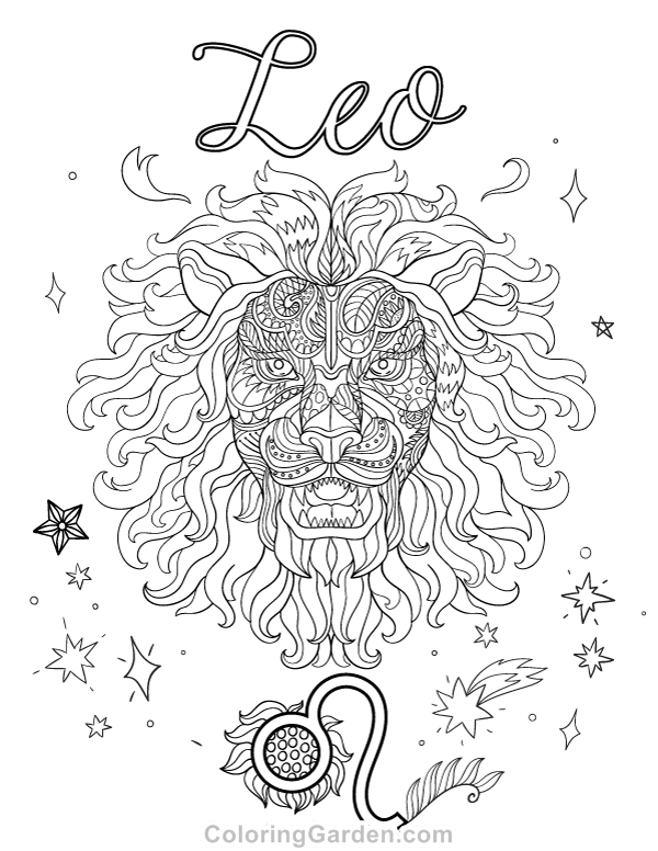 600x776 Free Printable Leo Adult Coloring Page. Download It In Pdf Format