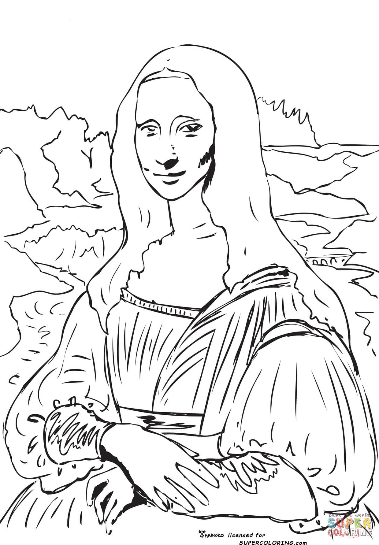 1239x1782 Mona Lisa (La Gioconda) By Leonardo Da Vinci Super Coloring