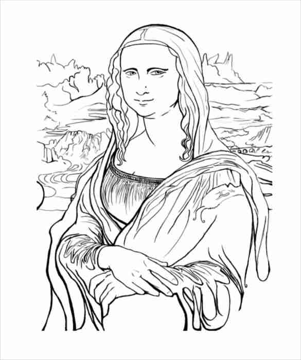 585x700 Mona Lisa Coloring Page Leonardo Da Vinci The Download Simple