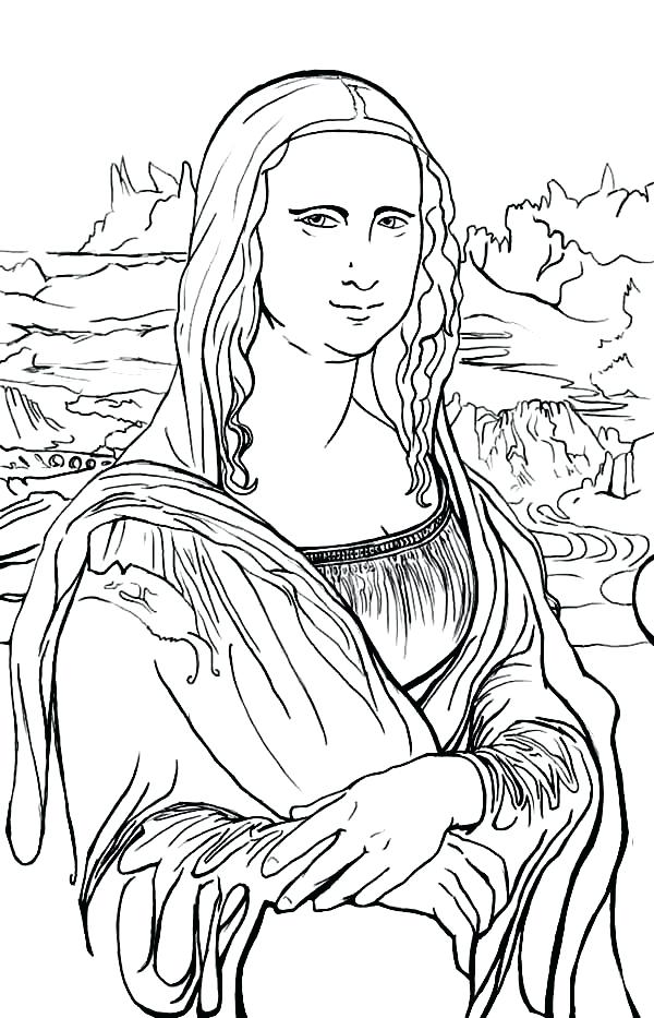600x933 Mona Lisa Coloring Page S Book Leonardo Da Vinci