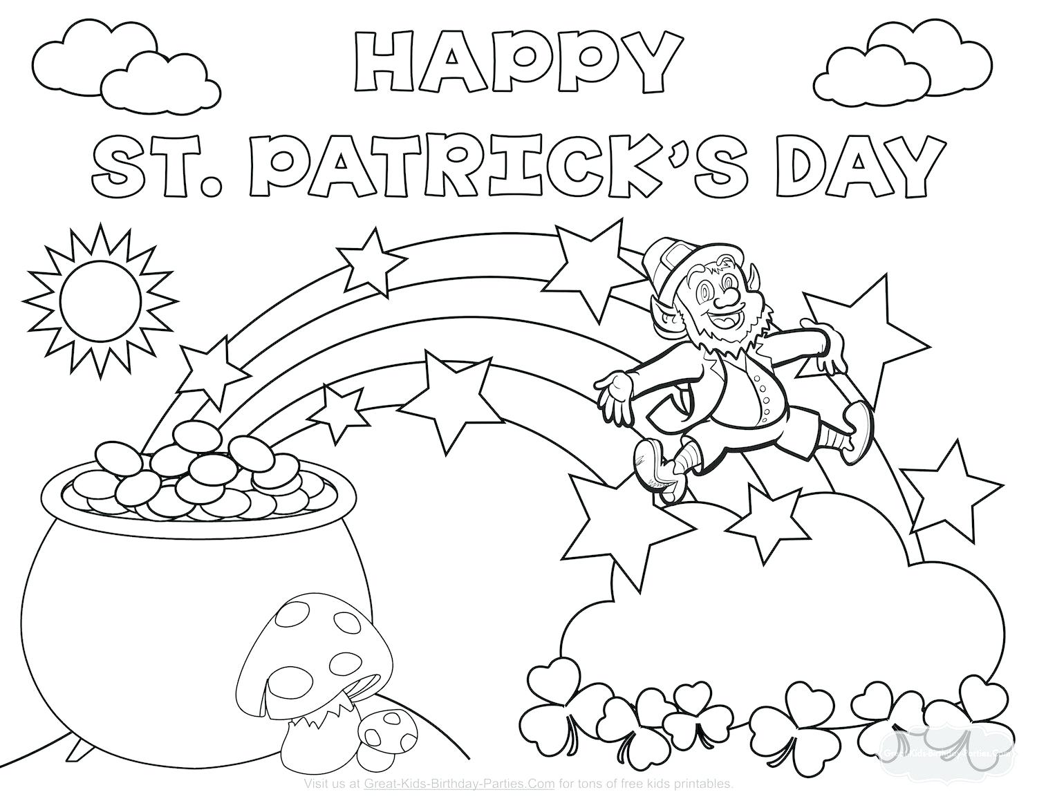 Leprechaun And Rainbow Coloring Pages