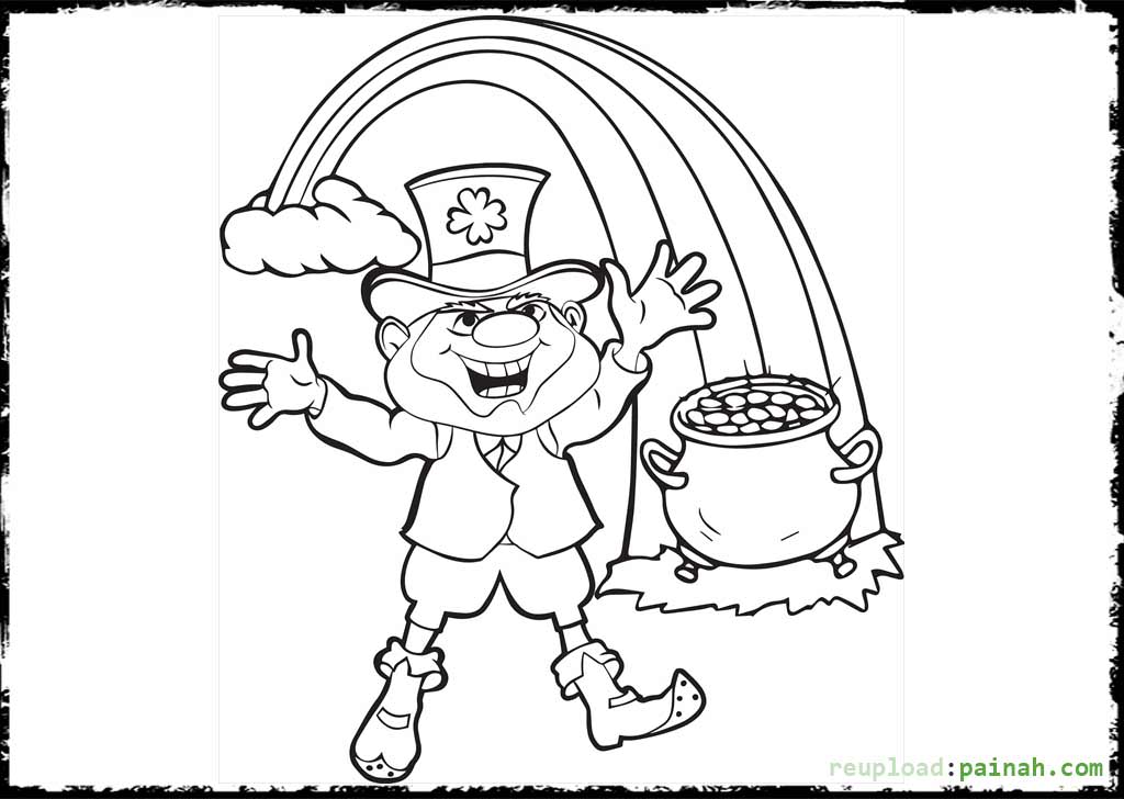 1024x728 Leprechaun Rainbow Coloring Page