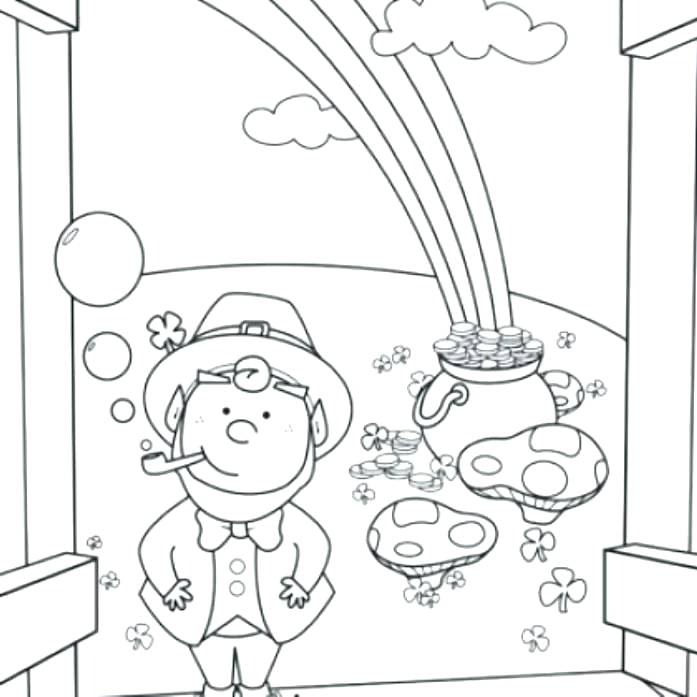 697x697 Pot Gold Coloring Leprechaun Coloring Sheet Leprechaun Pot