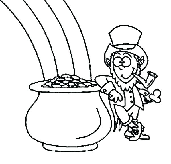 600x576 Leprechaun Coloring Pages To Print Rainbow And Pot Of Gold