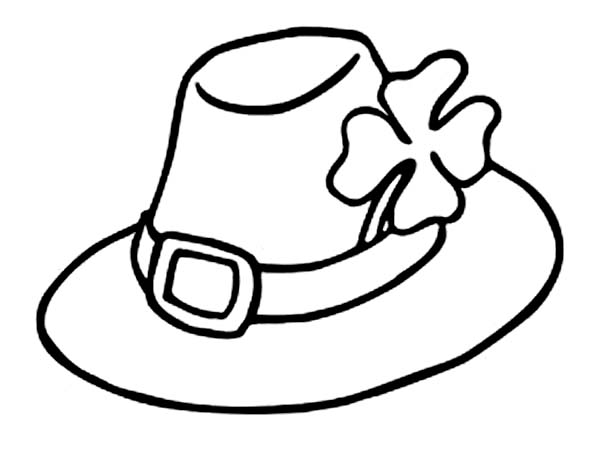 600x449 Leprechauns Hat And A Four Leaf Clovers Coloring Page Kids Play