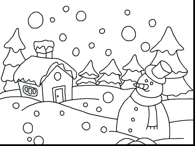 667x500 Snow Coloring Pages Snow Scene Coloring Pages Winter Colouring