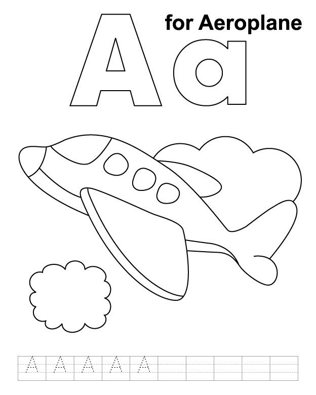 624x780 A For Aeroplane Coloring Page With Handwriting Practice Trains