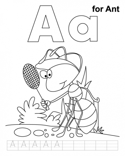 420x525 A Ant Coloring Page With Handwriting Practice Activites