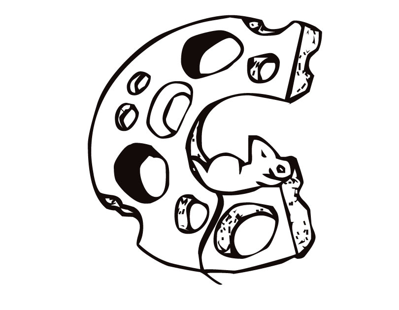 810x630 Letter C (Cheese And Mouse) Coloring Page
