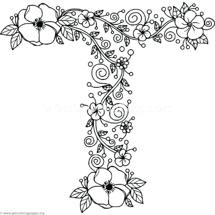 700x700 Also Floral Alphabet Letter T Coloring Pages Letter Coloring Pages