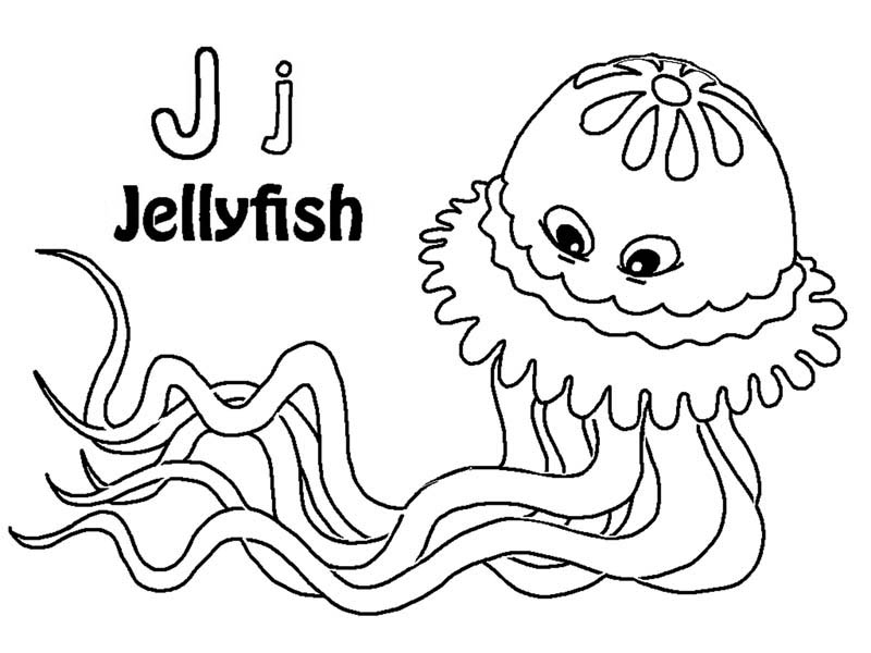 800x600 Letter J Jellyfish Coloring Page