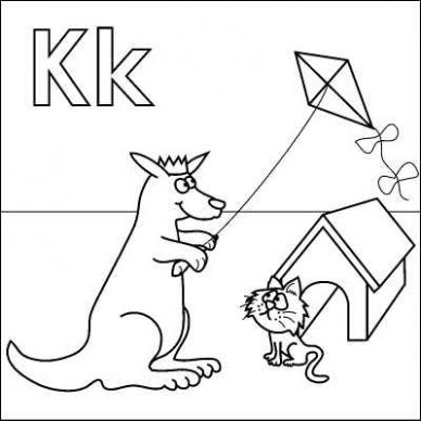 388x388 Letter K Coloring Page (Kangaroo, King, Kite, Kitten . @ Just