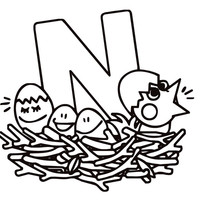 200x200 Letter N (Kiddy) Coloring Page