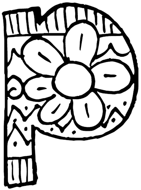 579x780 Coloring Page Letter P Lower Case