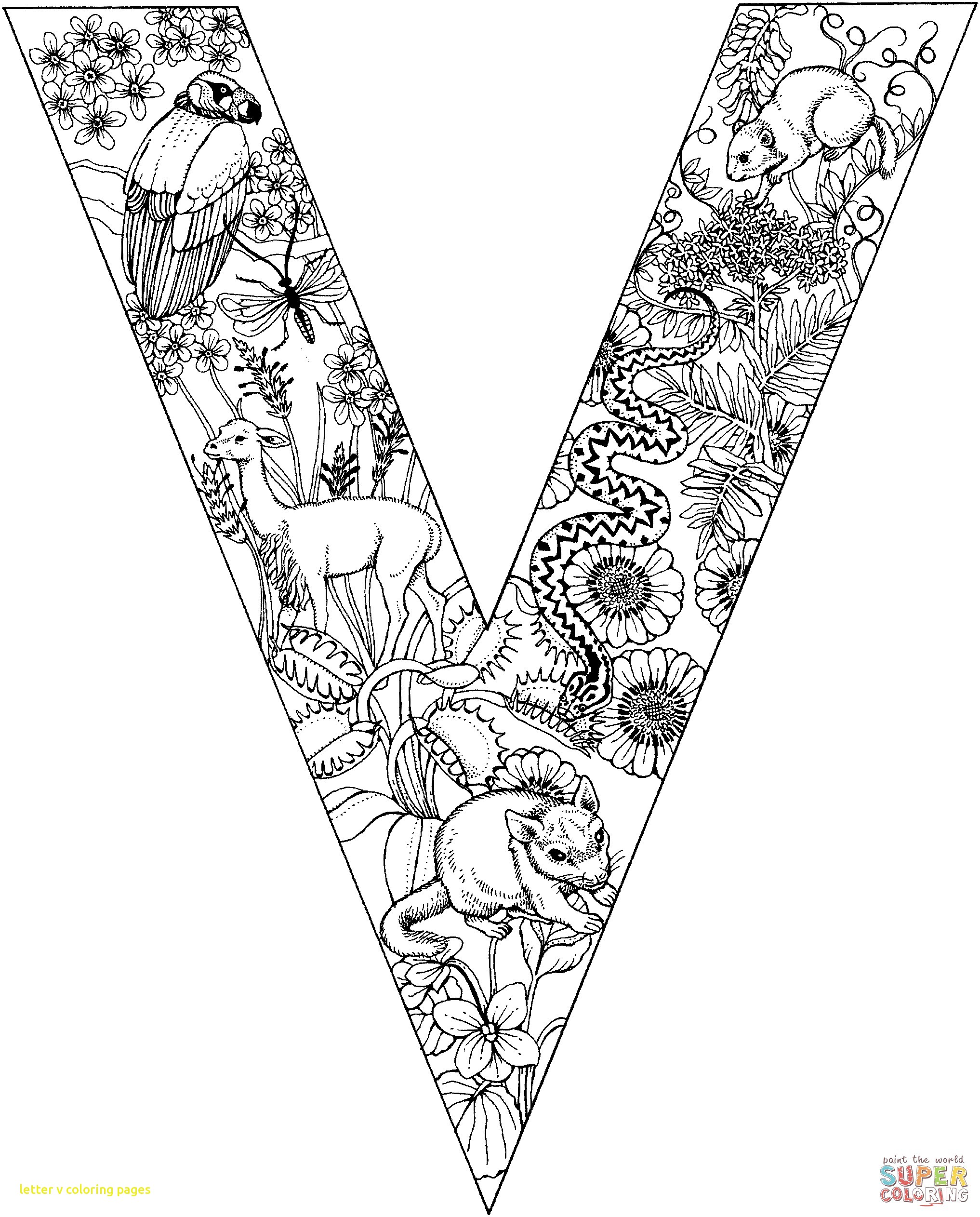 2034x2525 Letter V Coloring Pages