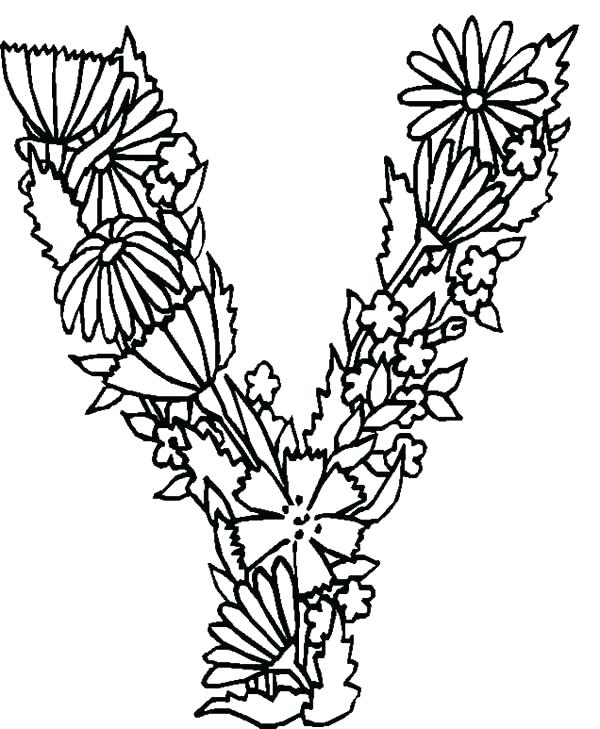600x729 Letter Y Coloring Pages Letter Y Coloring Page Alphabet Flowers