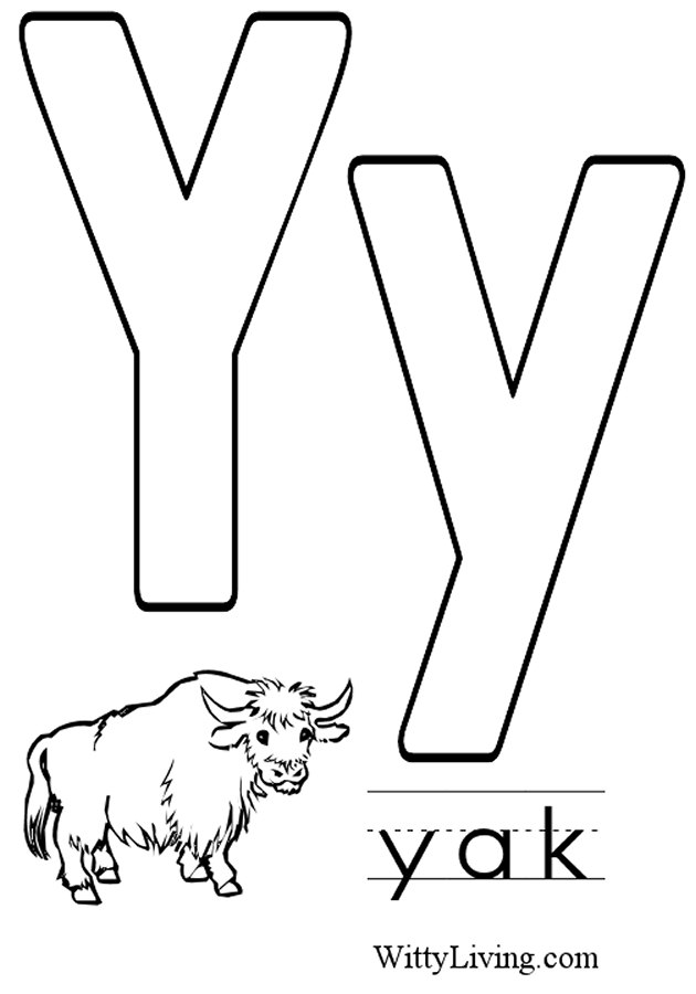 630x900 Letter Y Yak Coloring Page
