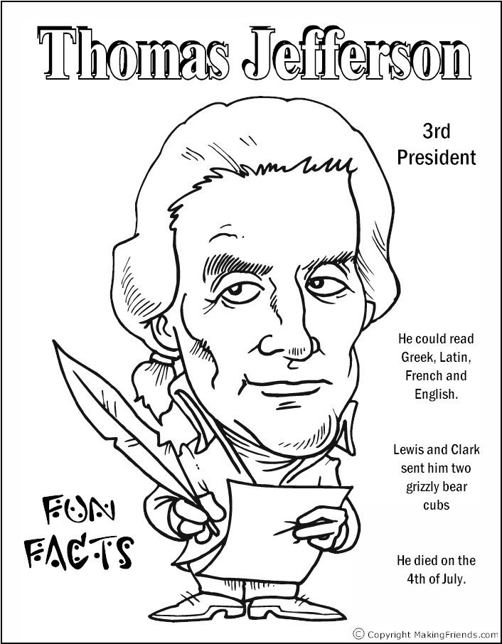 706x906 Thomas Jefferson Coloring Page Homeschool Within