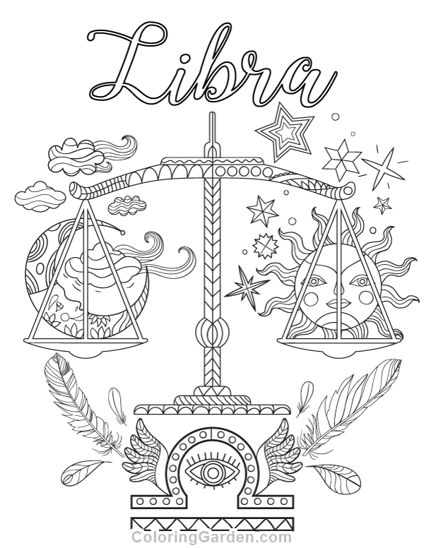 600x776 Free Printable Libra Adult Coloring Page. Download It In Pdf
