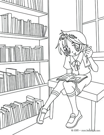 364x470 Library Coloring Page Checking Out In The Library Coloring Page