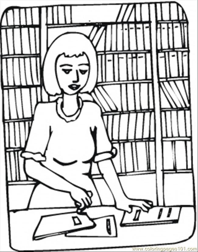 650x827 Checking Out In The Library Coloring Page