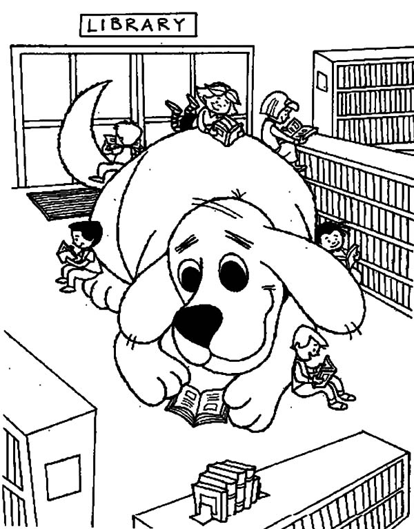 600x766 Clifford The Dog In Library Coloring Pages