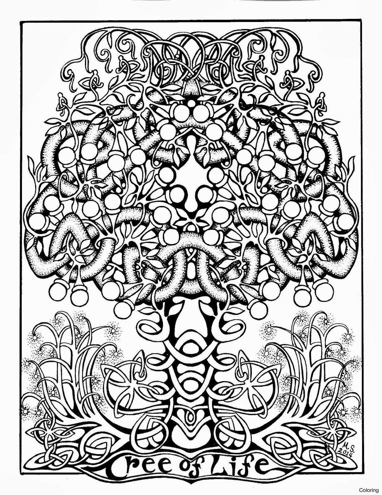 1236x1600 Celtic Tree Life Coloring Page Within Pages For Adults And 25f