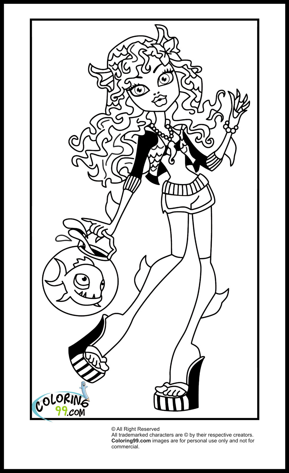 980x1600 Monster High Lagoona Blue Coloring Page