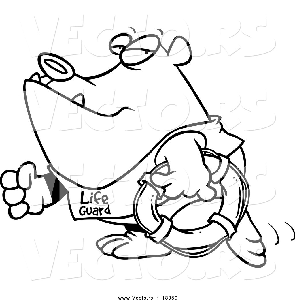 1024x1044 Vector Of A Cartoon Lifeguard Bear Carrying A Life Buoy