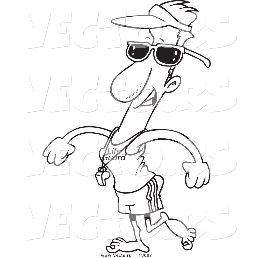 1024x1044 Vector Of A Cartoon Lifeguard Walking